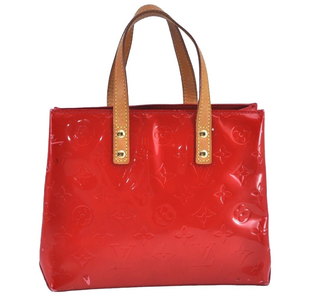 Authentic Louis Vuitton Vernis Reade PM Hand Bag Red M91088 LV 3701I