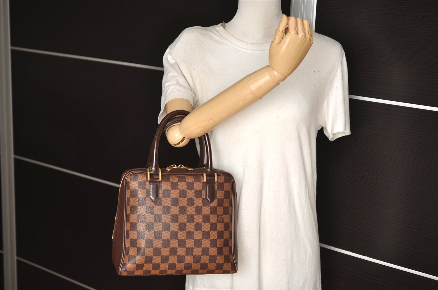 Authentic Louis Vuitton Damier Brera Hand Bag Purse N51150 LV 3707J