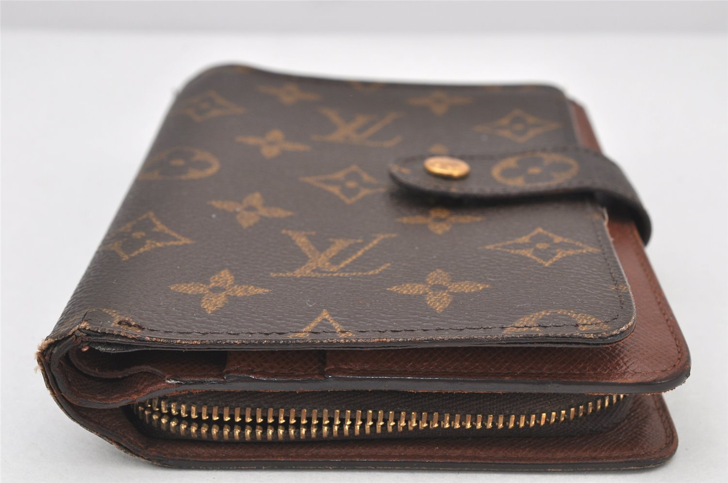Auth Louis Vuitton Monogram Porte Papier Zip Bifold Wallet M61207 LV Junk 3708K