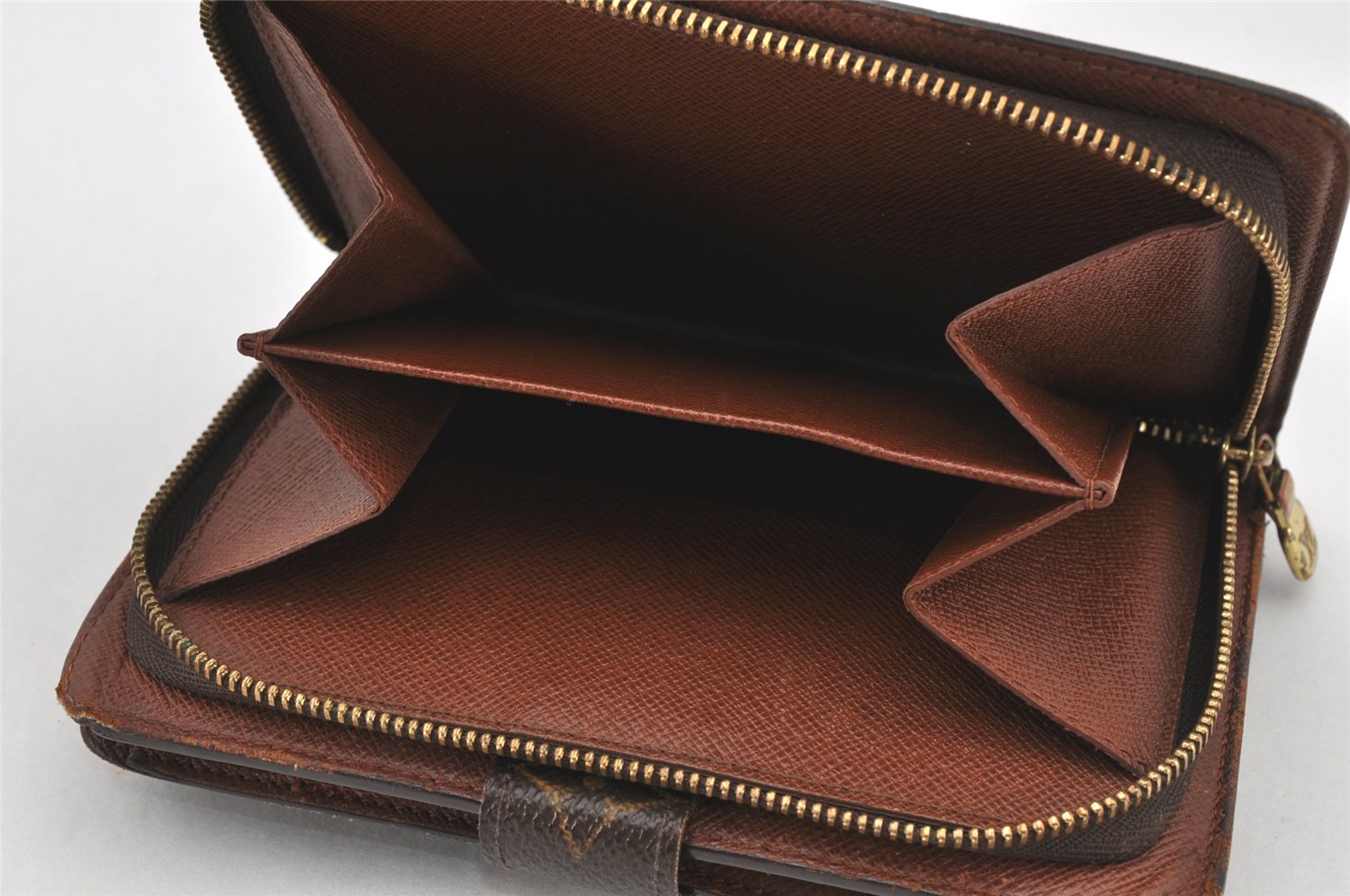 Auth Louis Vuitton Monogram Porte Papier Zip Bifold Wallet M61207 LV Junk 3708K