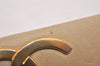 Authentic CHANEL Barrette Hair Accessory CoCo Mark Leather Beige 3709J