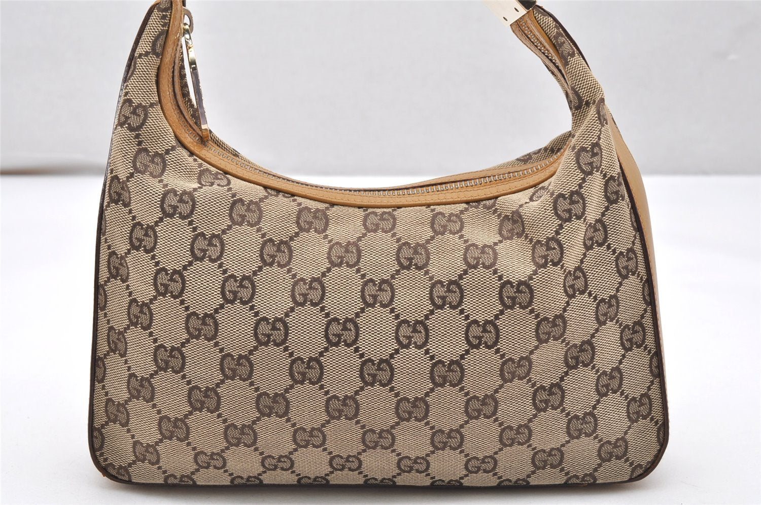 Authentic GUCCI Shoulder Hand Bag Purse GG Canvas Leather 0013812 Brown 3712K
