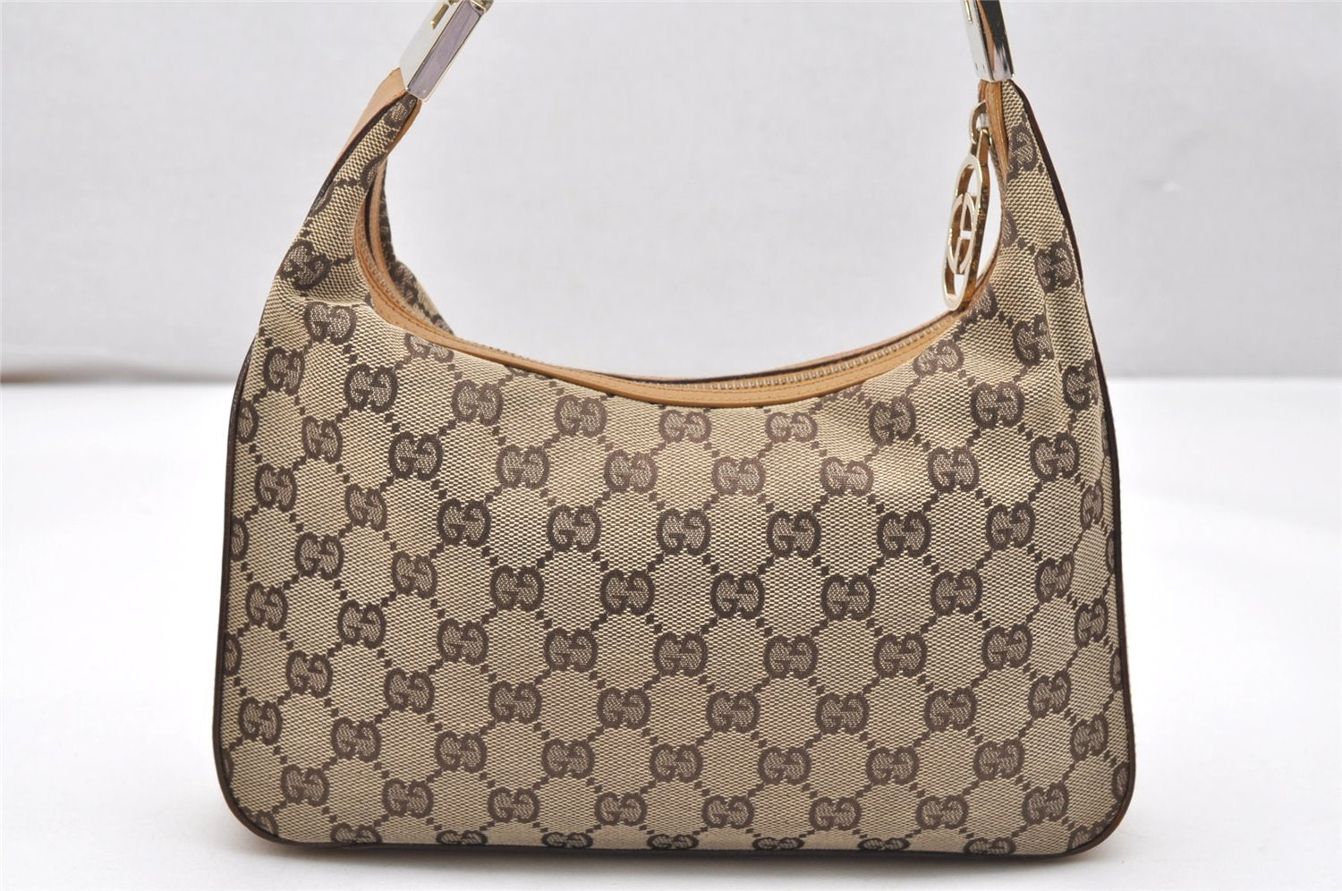 Authentic GUCCI Shoulder Hand Bag Purse GG Canvas Leather 0013812 Brown 3712K