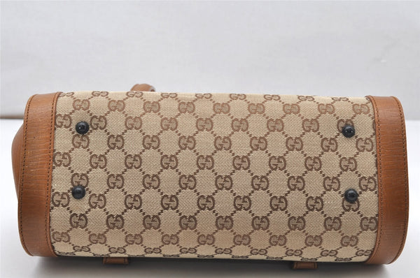 Authentic GUCCI Bamboo Hand Shoulder Bag GG Canvas Leather 111713 Brown 3713K