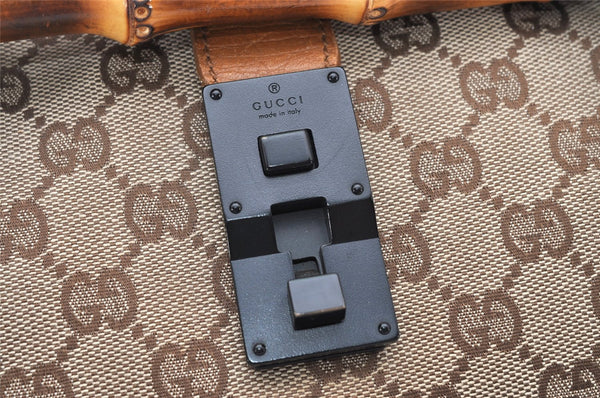 Authentic GUCCI Bamboo Hand Shoulder Bag GG Canvas Leather 111713 Brown 3713K