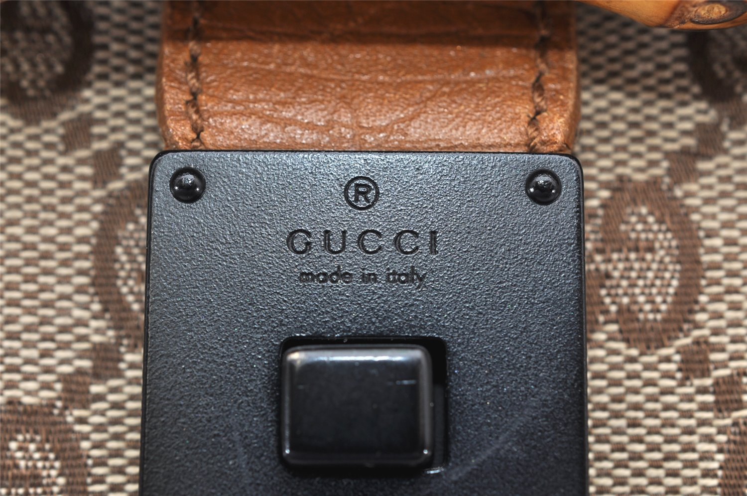 Authentic GUCCI Bamboo Hand Shoulder Bag GG Canvas Leather 111713 Brown 3713K