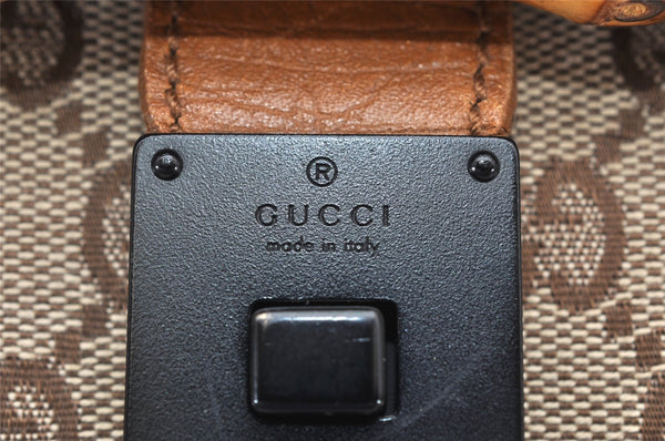 Authentic GUCCI Bamboo Hand Shoulder Bag GG Canvas Leather 111713 Brown 3713K