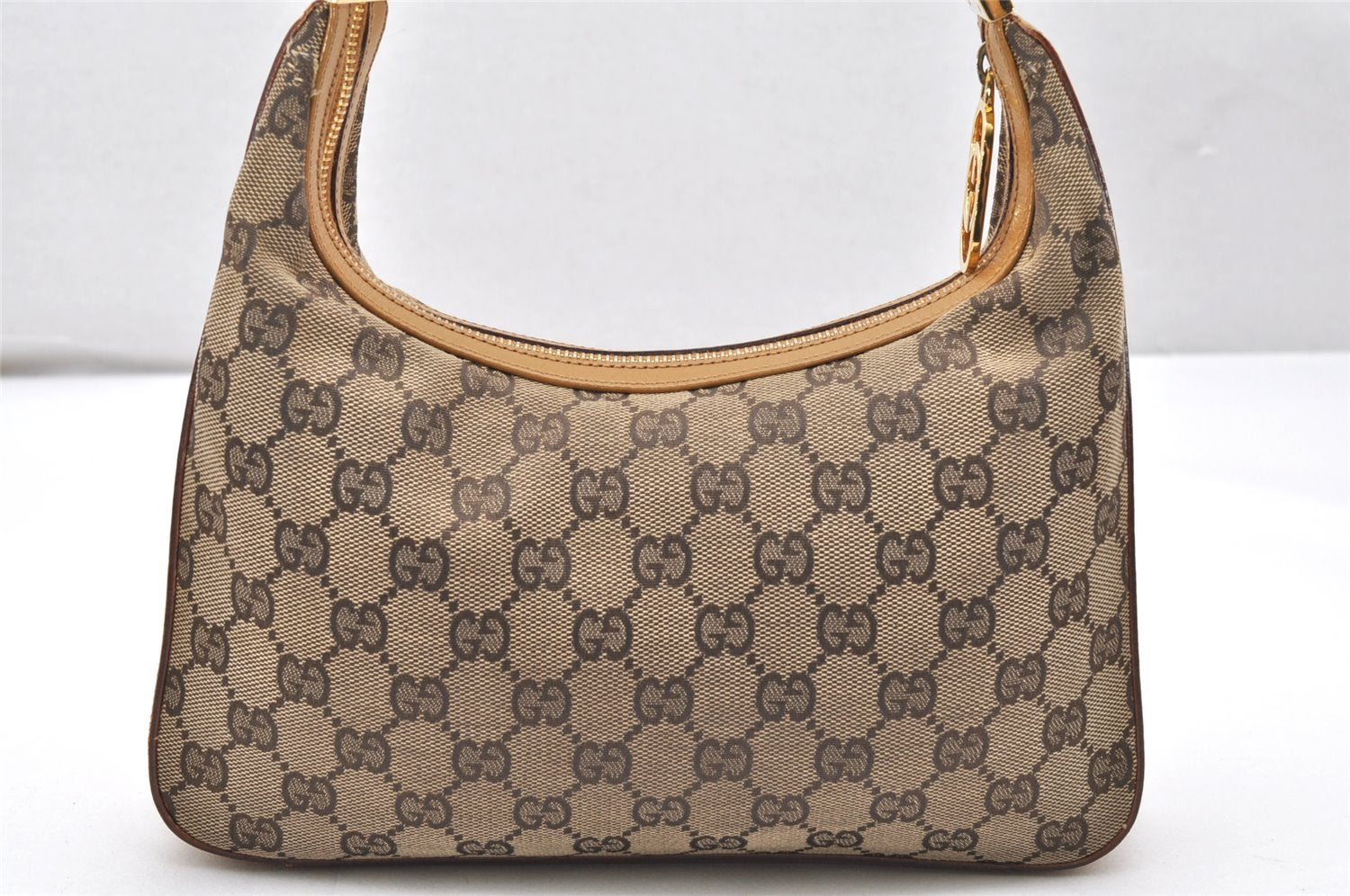 Authentic GUCCI Shoulder Hand Bag Purse GG Canvas Leather 0013812 Brown 3714K