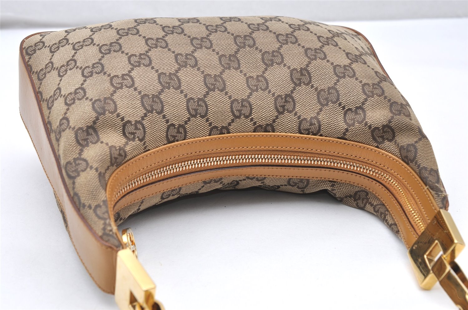 Authentic GUCCI Shoulder Hand Bag Purse GG Canvas Leather 0013812 Brown 3714K