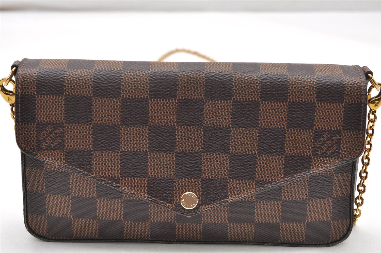 Authentic Louis Vuitton Damier Pochette Felicie N63032 Shoulder Cross Bag 3716K