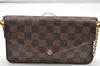 Authentic Louis Vuitton Damier Pochette Felicie N63032 Shoulder Cross Bag 3716K