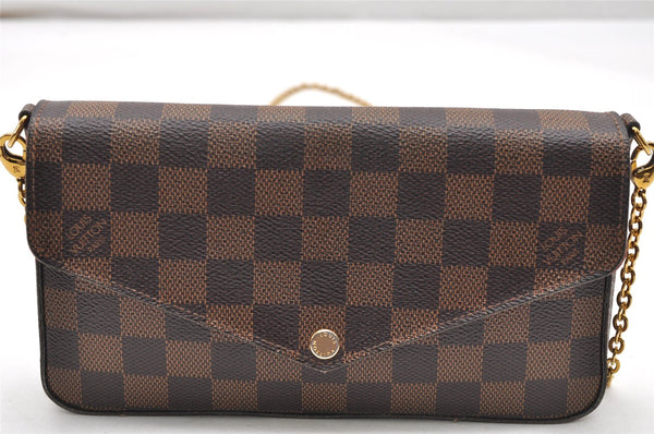Authentic Louis Vuitton Damier Pochette Felicie N63032 Shoulder Cross Bag 3716K