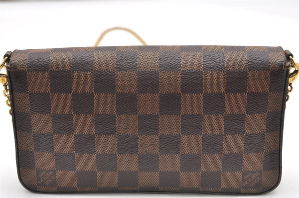 Authentic Louis Vuitton Damier Pochette Felicie N63032 Shoulder Cross Bag 3716K