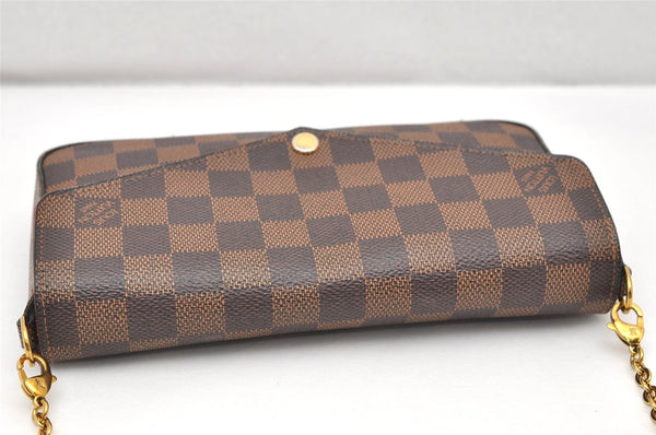Authentic Louis Vuitton Damier Pochette Felicie N63032 Shoulder Cross Bag 3716K