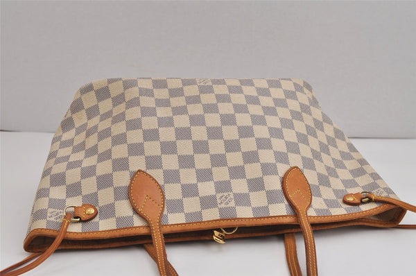 Authentic Louis Vuitton Damier Azur Neverfull PM Tote Bag N51110 LV 3718J