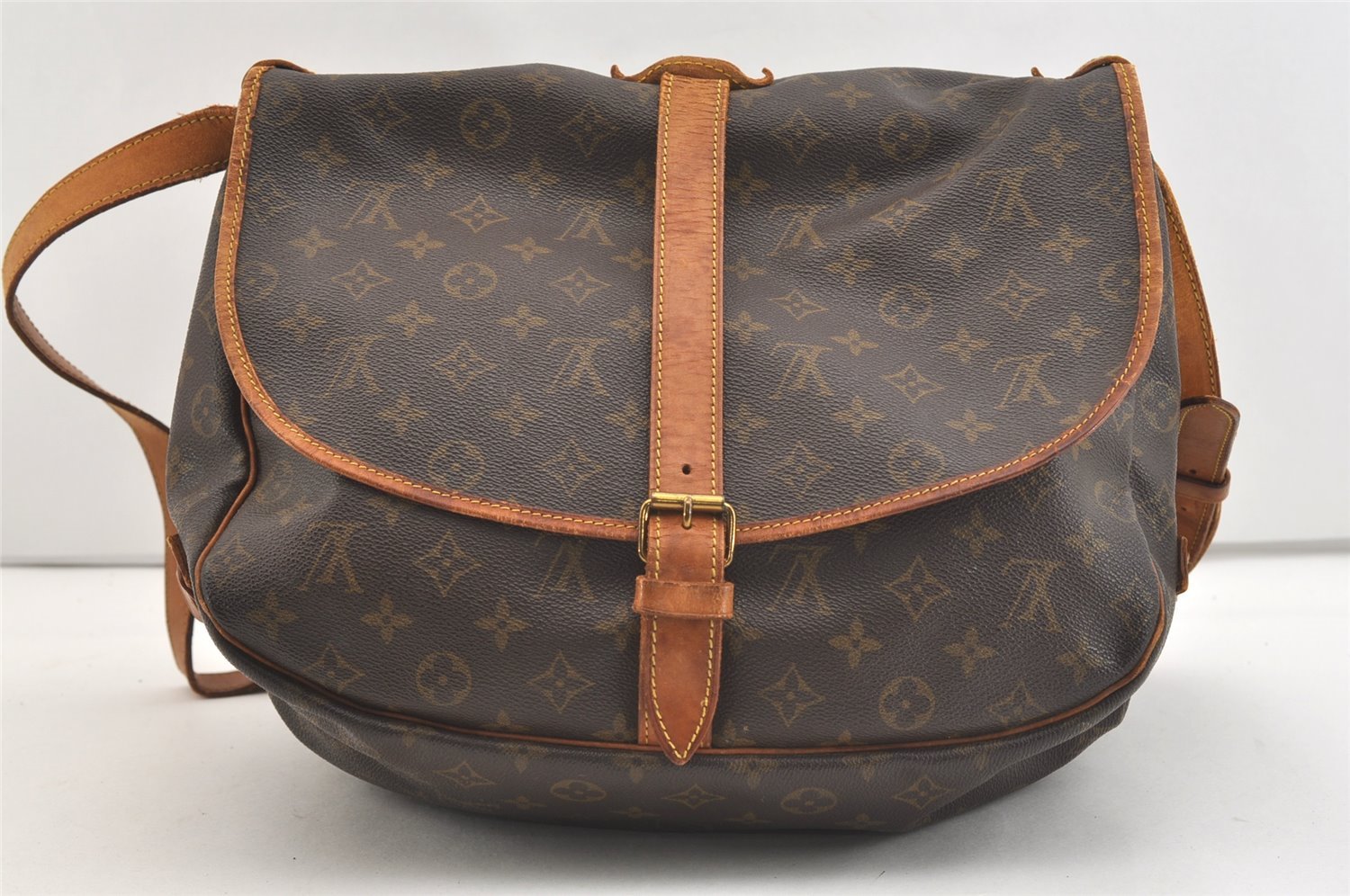Authentic Louis Vuitton Monogram Saumur 35 Shoulder Cross Bag M42254 LV 3721J