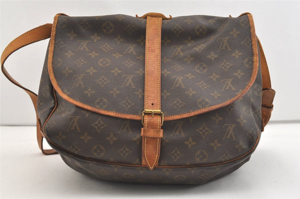 Authentic Louis Vuitton Monogram Saumur 35 Shoulder Cross Bag M42254 LV 3721J