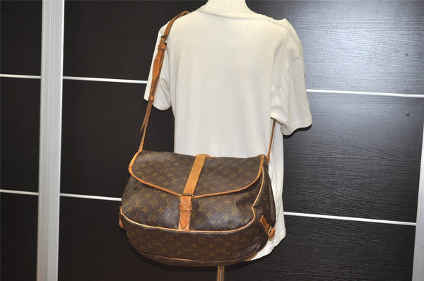 Authentic Louis Vuitton Monogram Saumur 35 Shoulder Cross Bag M42254 LV 3721J