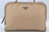 Authentic PRADA New Tessuto Spo Nylon Leather Hand Bag BR1186 Beige 3721K