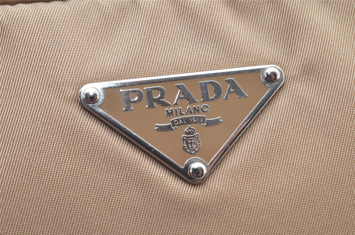 Authentic PRADA New Tessuto Spo Nylon Leather Hand Bag BR1186 Beige 3721K