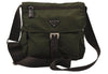 Authentic PRADA Nylon Tessuto Leather Shoulder Cross Body Bag Purse Green 3723K