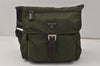 Authentic PRADA Nylon Tessuto Leather Shoulder Cross Body Bag Purse Green 3723K