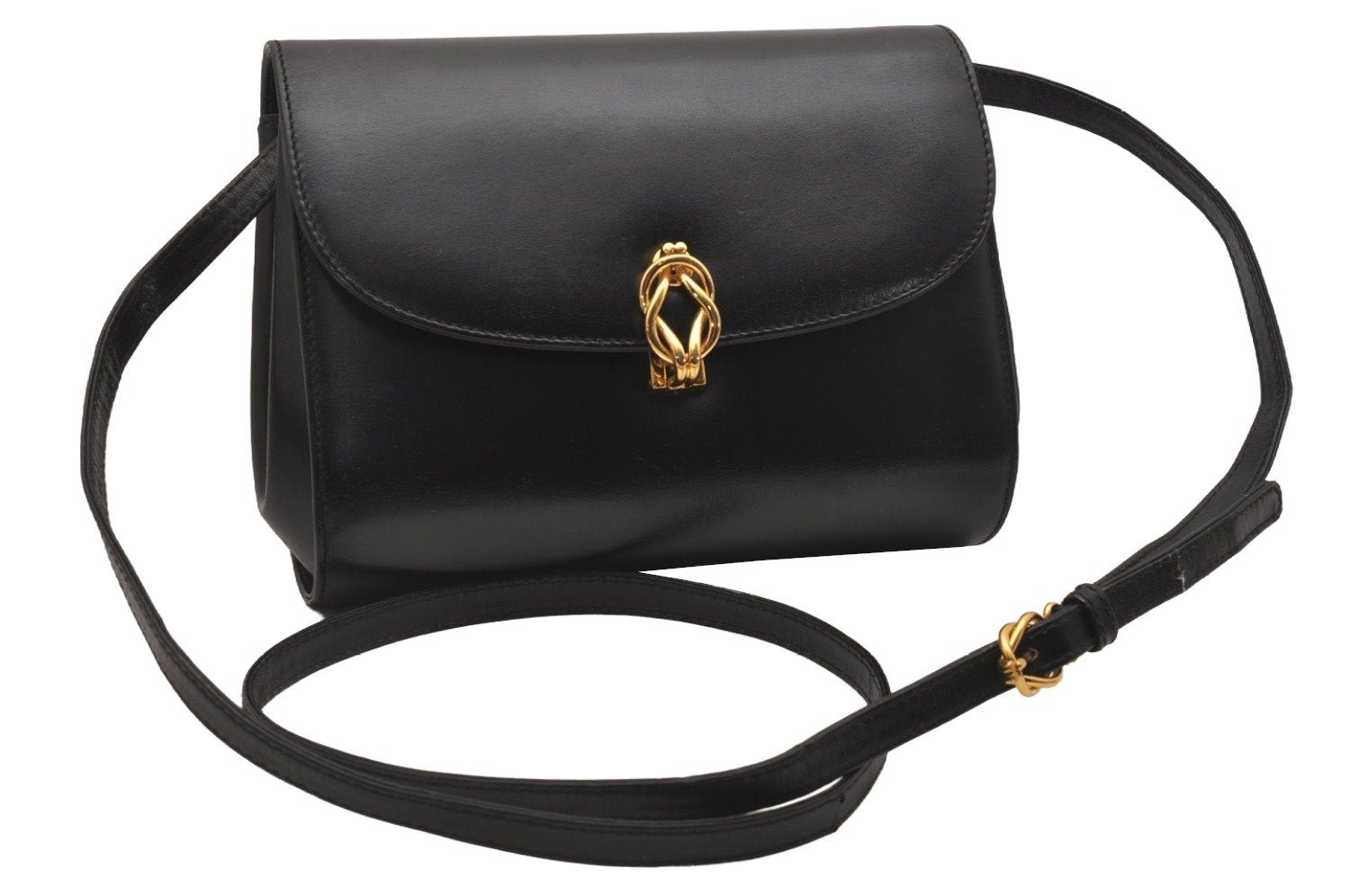 Authentic GUCCI Shoulder Cross Body Bag Purse Leather Black Junk 3725J