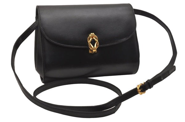 Authentic GUCCI Shoulder Cross Body Bag Purse Leather Black Junk 3725J