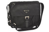 Authentic PRADA Nylon Tessuto Leather Shoulder Cross Body Bag Purse Black 3726J