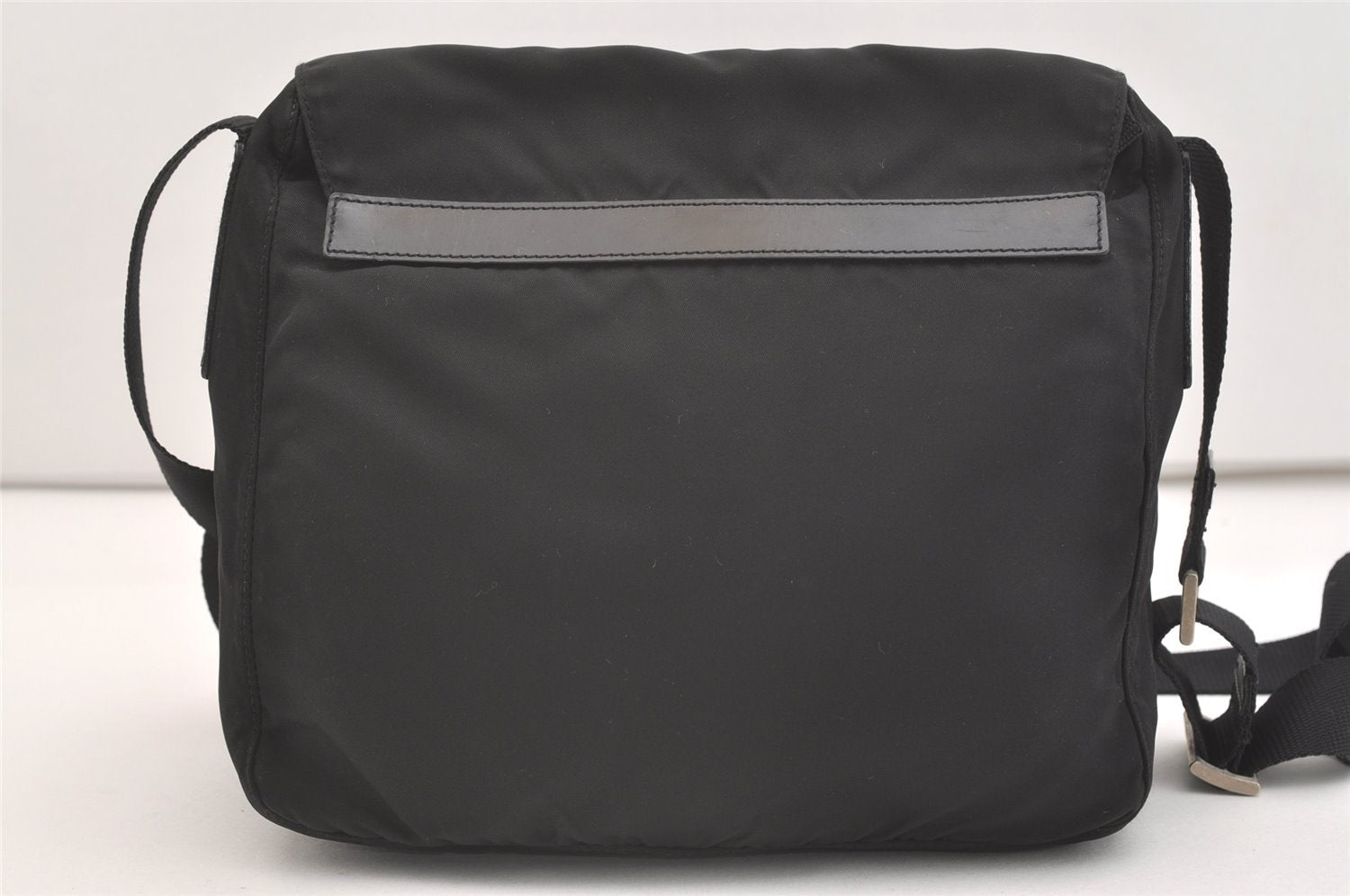 Authentic PRADA Nylon Tessuto Leather Shoulder Cross Body Bag Purse Black 3726J