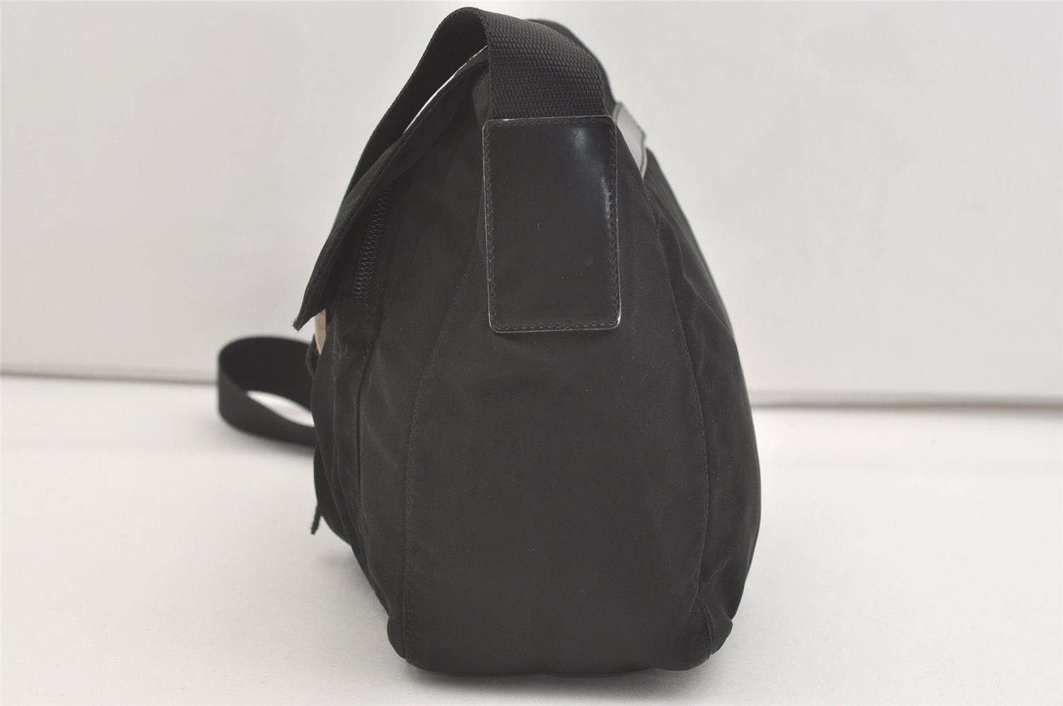 Authentic PRADA Nylon Tessuto Leather Shoulder Cross Body Bag Purse Black 3726J