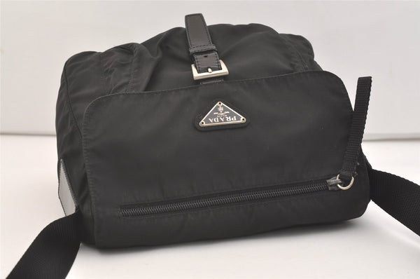 Authentic PRADA Nylon Tessuto Leather Shoulder Cross Body Bag Purse Black 3726J