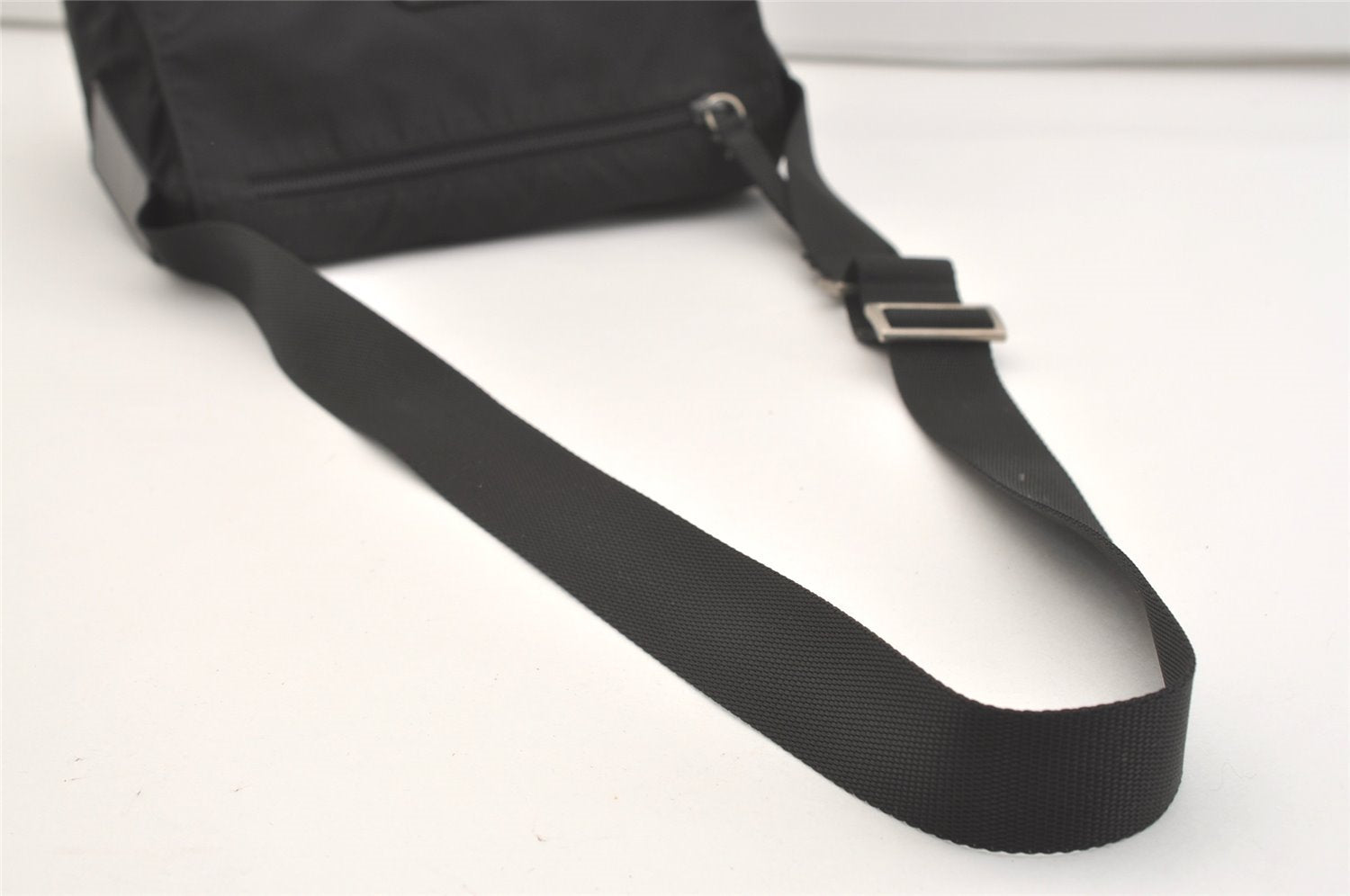 Authentic PRADA Nylon Tessuto Leather Shoulder Cross Body Bag Purse Black 3726J