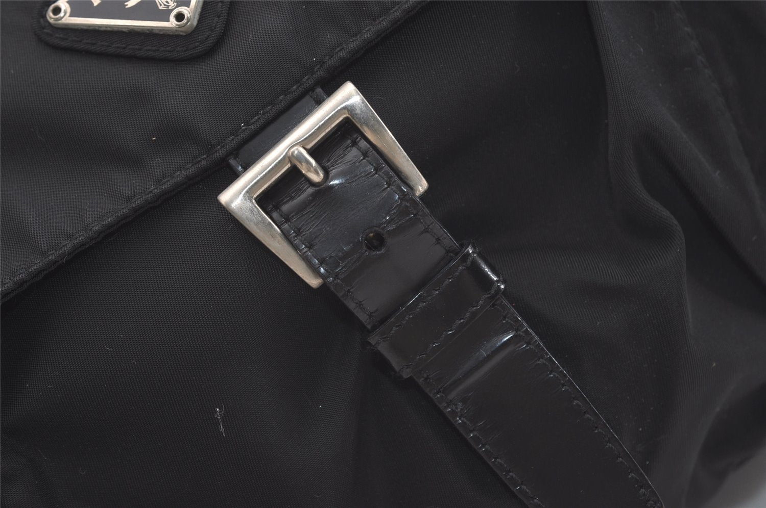 Authentic PRADA Nylon Tessuto Leather Shoulder Cross Body Bag Purse Black 3726J