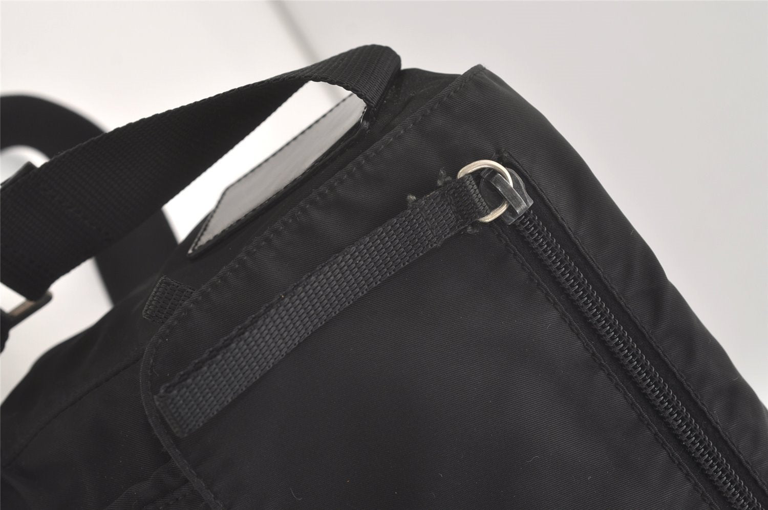 Authentic PRADA Nylon Tessuto Leather Shoulder Cross Body Bag Purse Black 3726J