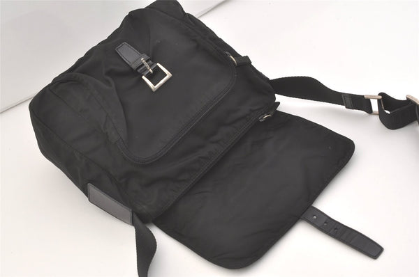 Authentic PRADA Nylon Tessuto Leather Shoulder Cross Body Bag Purse Black 3726J