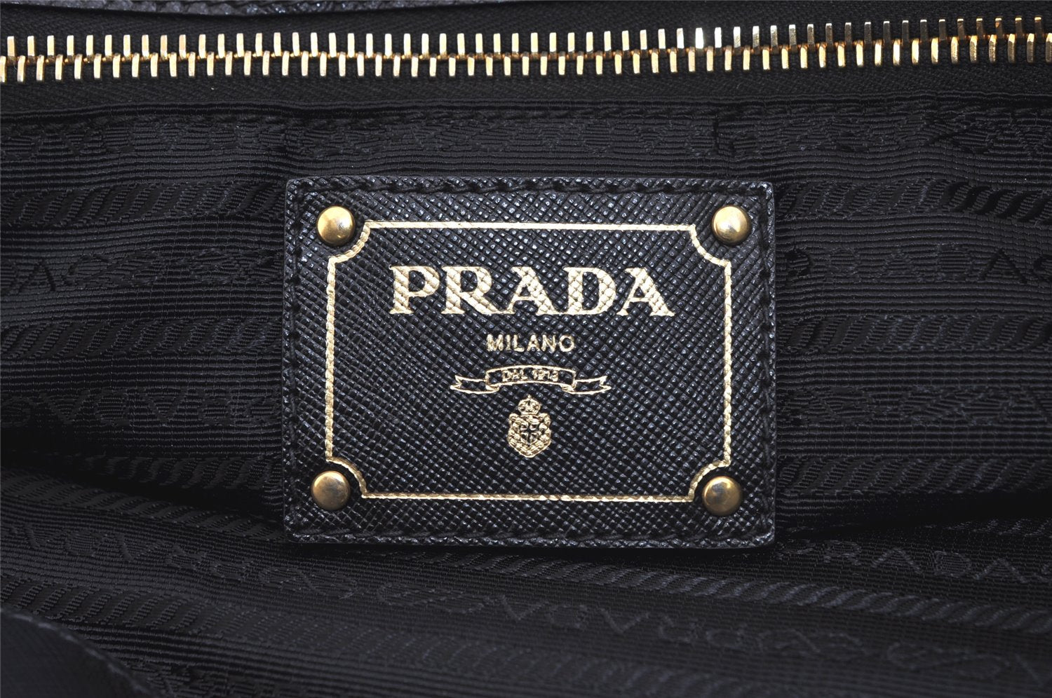 Authentic PRADA Nylon Tessuto Saffiano Leather 2Way Tote Bag Black 3727K