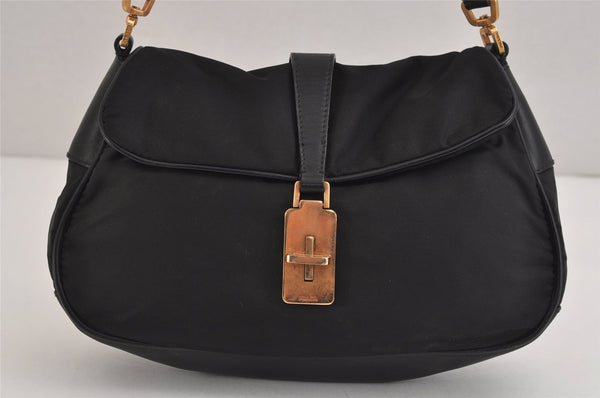 Authentic PRADA Nylon Tessuto Leather Shoulder Hand Bag Purse Black 3728J