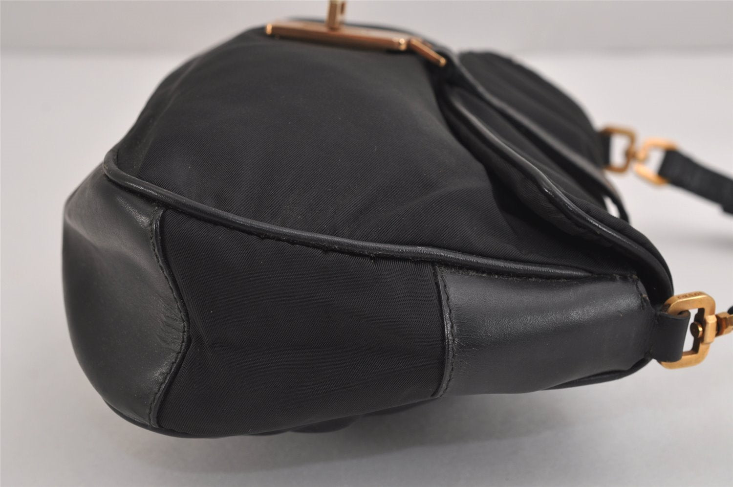 Authentic PRADA Nylon Tessuto Leather Shoulder Hand Bag Purse Black 3728J