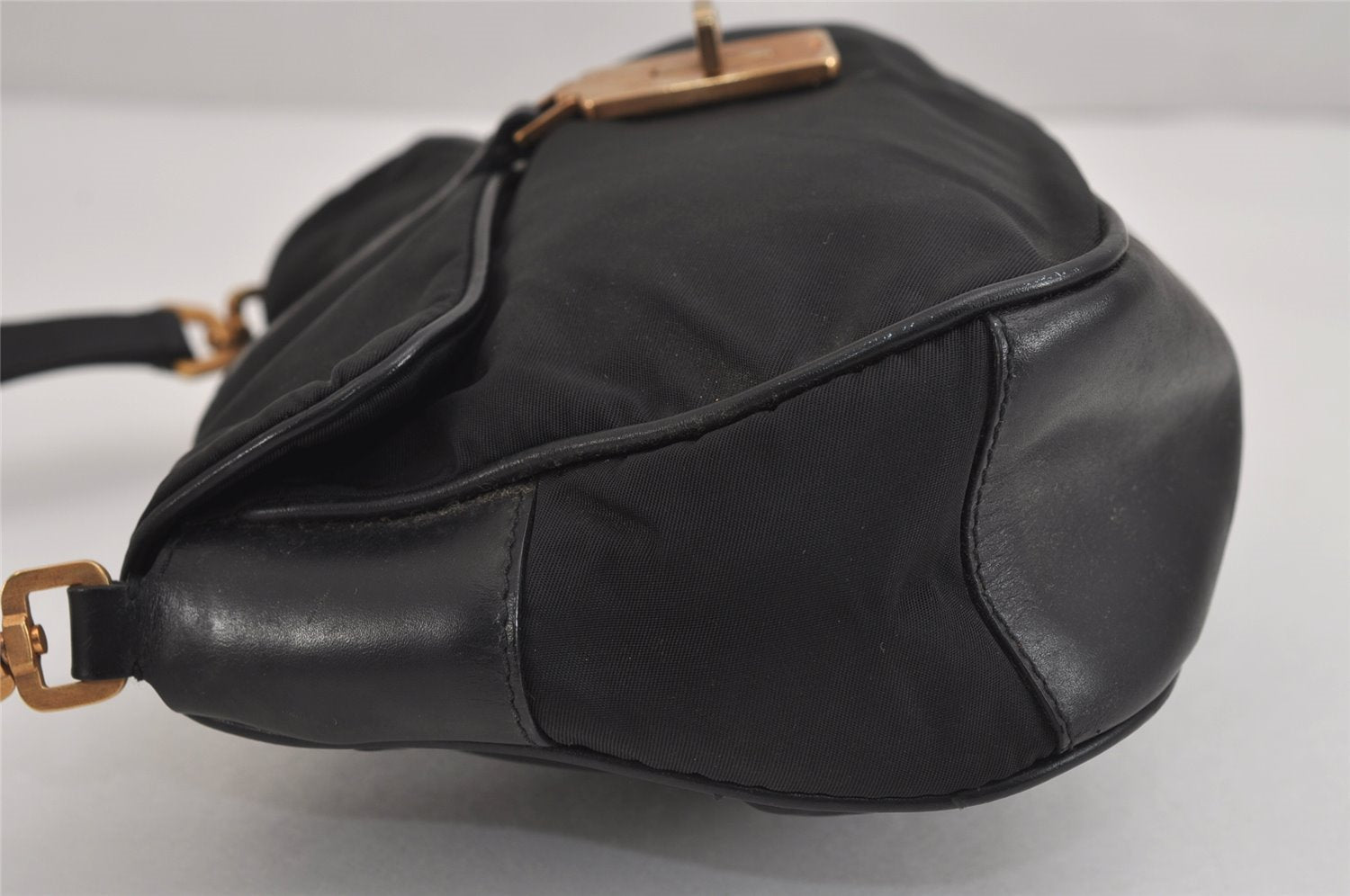 Authentic PRADA Nylon Tessuto Leather Shoulder Hand Bag Purse Black 3728J
