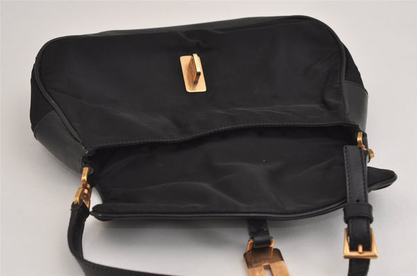 Authentic PRADA Nylon Tessuto Leather Shoulder Hand Bag Purse Black 3728J