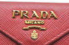 Authentic PRADA Vintage Saffiano Multic Leather Trifold Wallet Purse Red 3728K