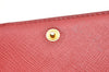 Authentic PRADA Vintage Saffiano Multic Leather Trifold Wallet Purse Red 3728K