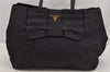 Authentic PRADA Vintage Ribbon Nylon Tessuto Leather Tote Hand Bag Black 3730J