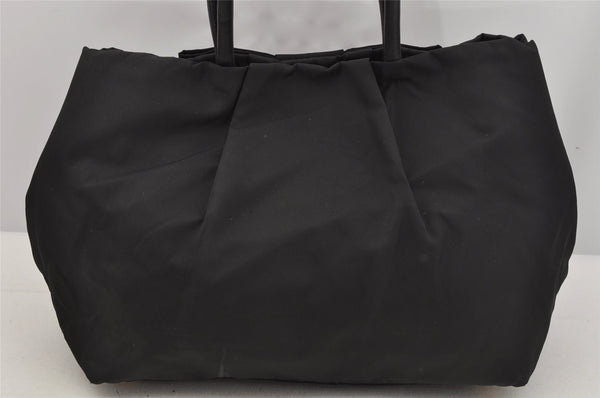 Authentic PRADA Vintage Ribbon Nylon Tessuto Leather Tote Hand Bag Black 3730J