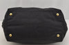 Authentic PRADA Vintage Ribbon Nylon Tessuto Leather Tote Hand Bag Black 3730J