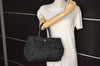 Authentic PRADA Vintage Ribbon Nylon Tessuto Leather Tote Hand Bag Black 3730J