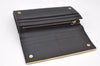 Authentic PRADA Saffiano Metal Bar Leather Long Wallet Purse Black 3730K