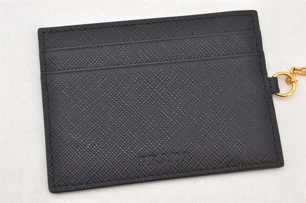 Authentic PRADA Saffiano Metal Bar Leather Long Wallet Purse Black 3730K