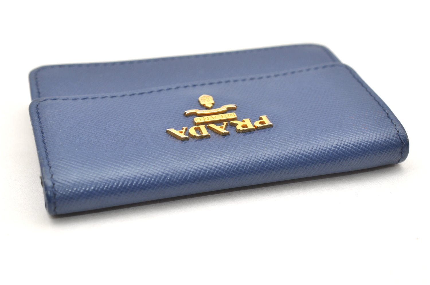 Authentic PRADA Vintage Saffiano Multic Leather Coin Case Purse Navy Blue 3731K